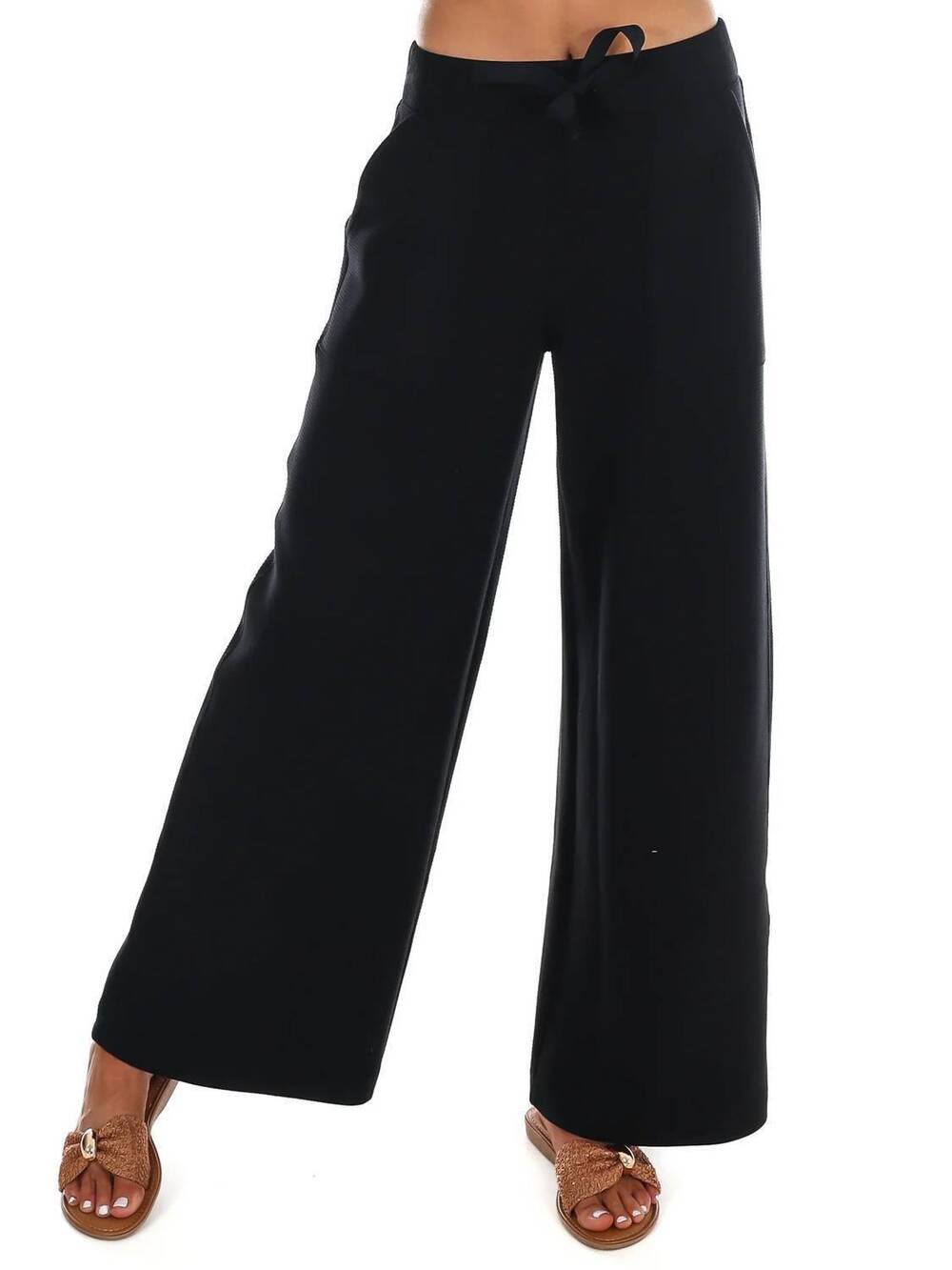 NEW SPANX french rib wide leg pant in very black